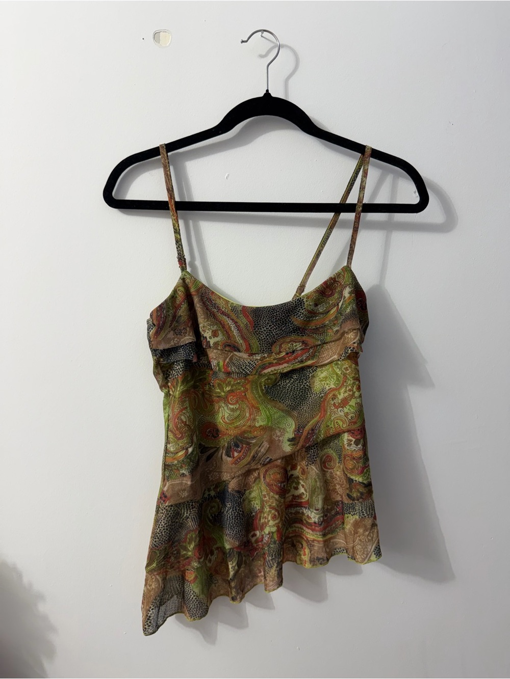Women’s Paisley Ruffle Cami Top - Multi Green